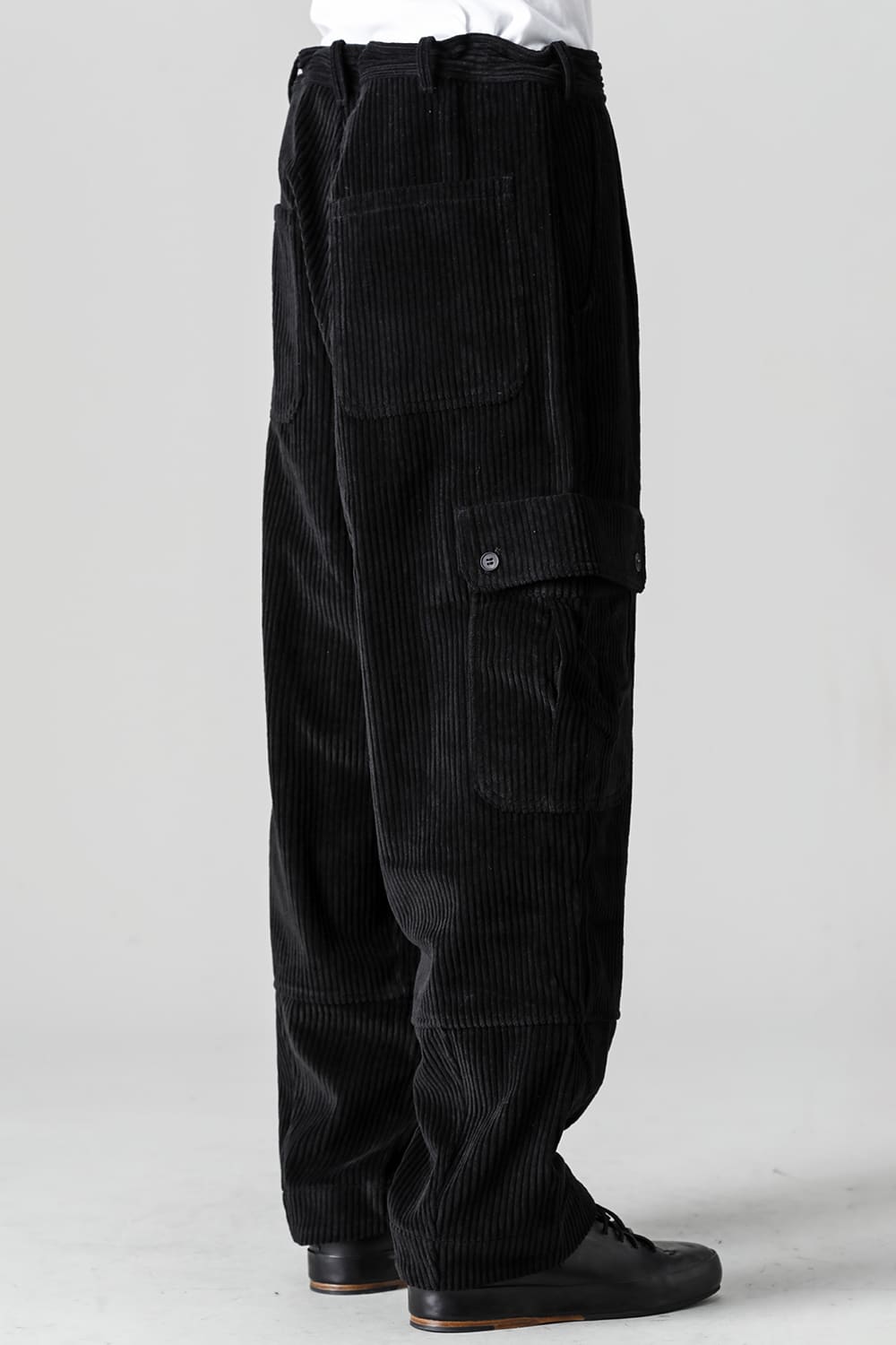 CARGO TROUSERS Wide Wale Corduroy Black