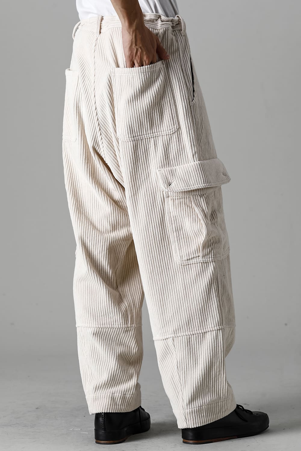 CARGO TROUSERS Wide Wale Corduroy Off White