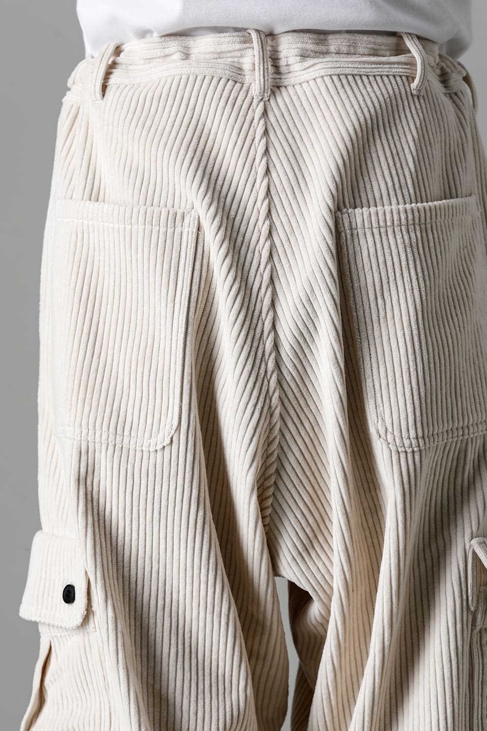 CARGO TROUSERS Wide Wale Corduroy Off White