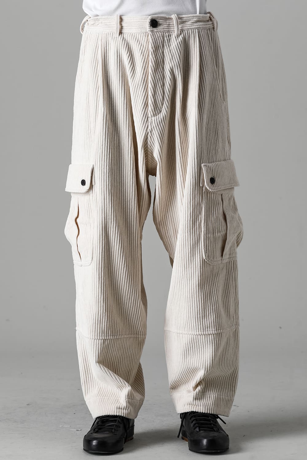 CARGO TROUSERS Wide Wale Corduroy Off White