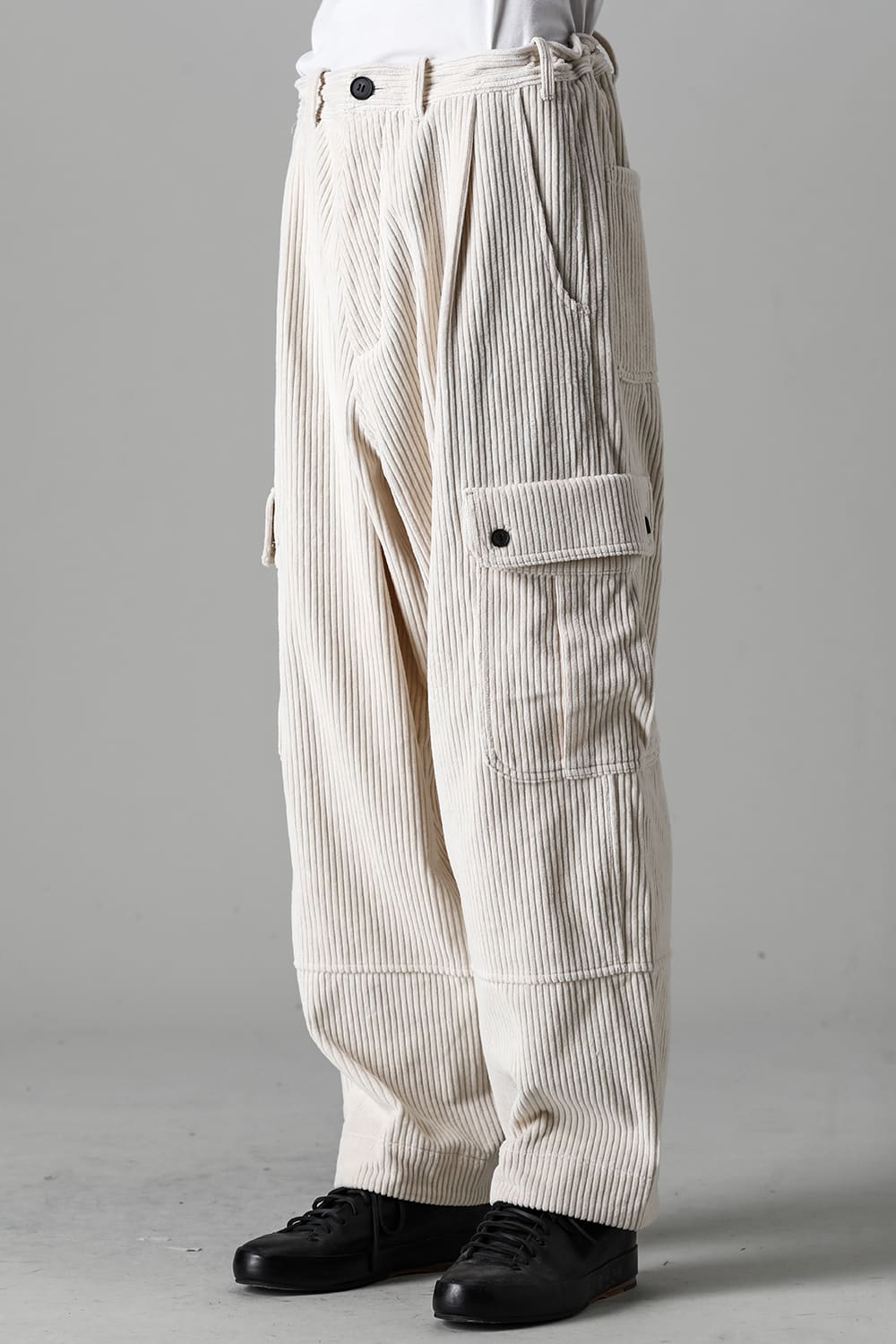 CARGO TROUSERS Wide Wale Corduroy Off White