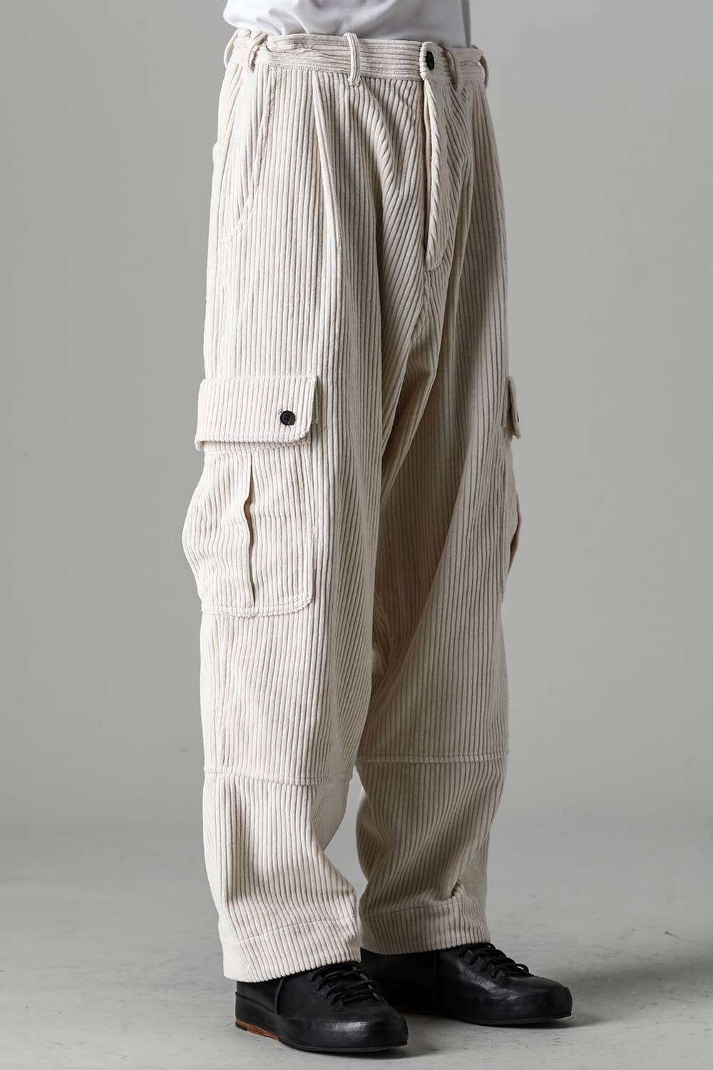 CARGO TROUSERS Wide Wale Corduroy Off White