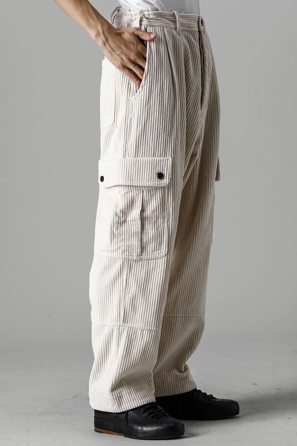 CARGO TROUSERS Wide Wale Corduroy Off White