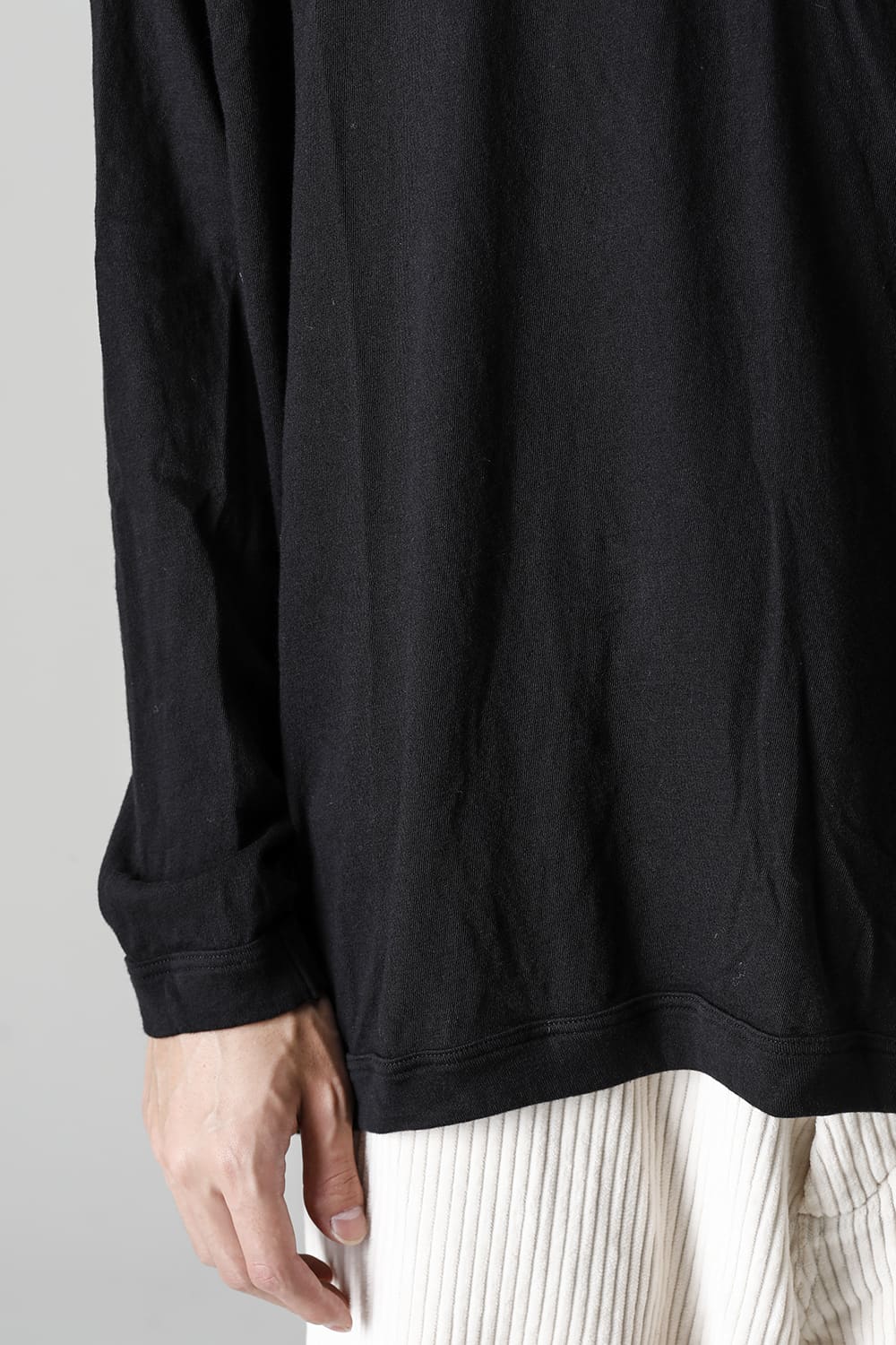 TURTLE NECK TEE Cotton Wool Jersey Black