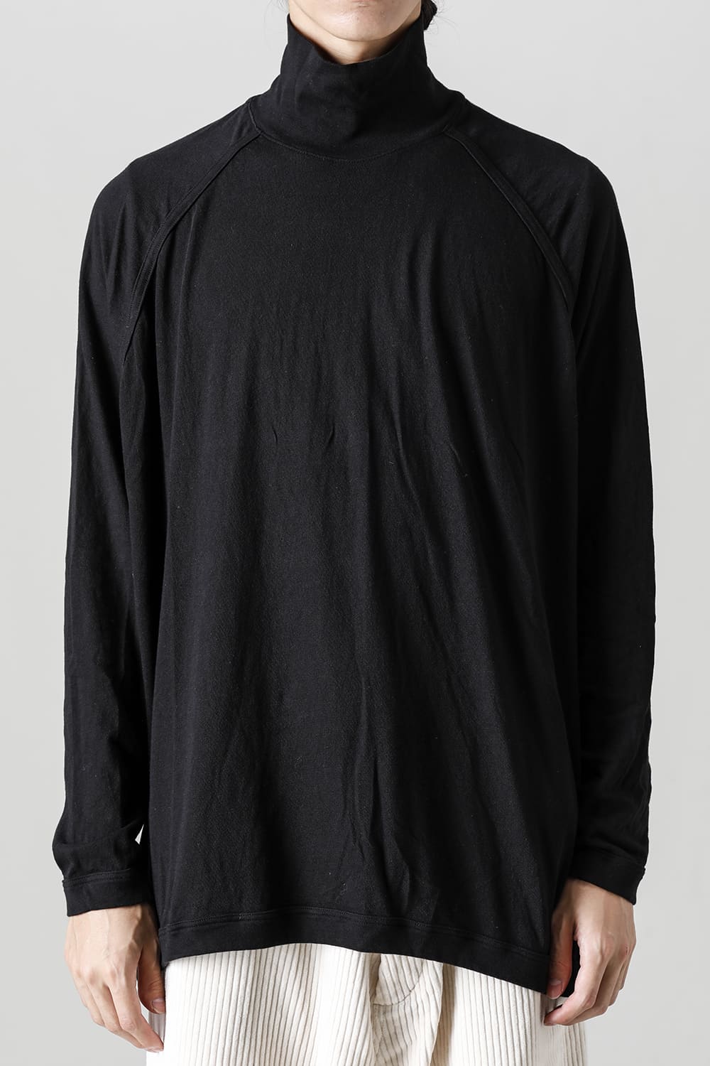 TURTLE NECK TEE Cotton Wool Jersey Black