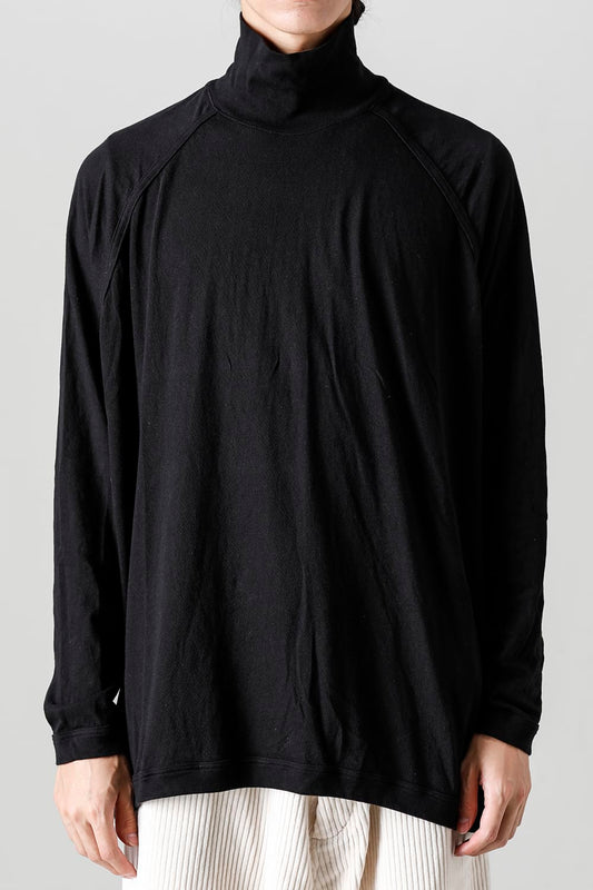 TURTLE NECK TEE Cotton Wool Jersey Black