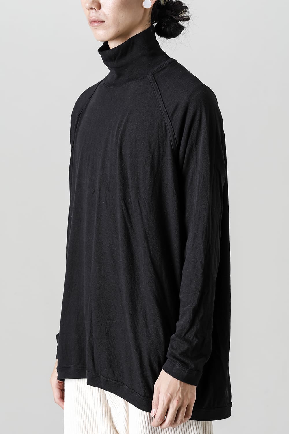 TURTLE NECK TEE Cotton Wool Jersey Black