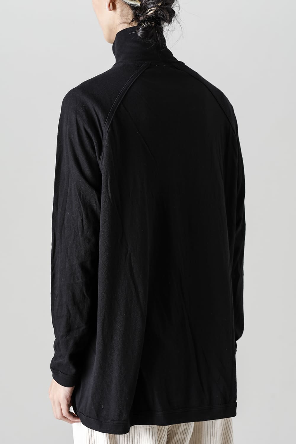 TURTLE NECK TEE Cotton Wool Jersey Black