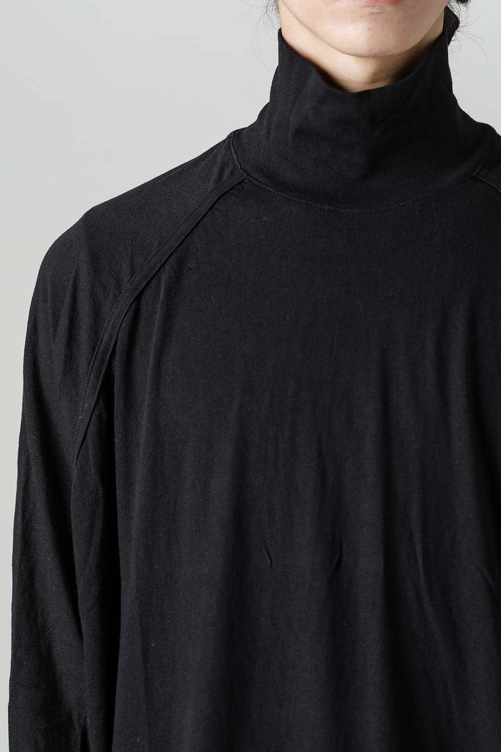 TURTLE NECK TEE Cotton Wool Jersey Black