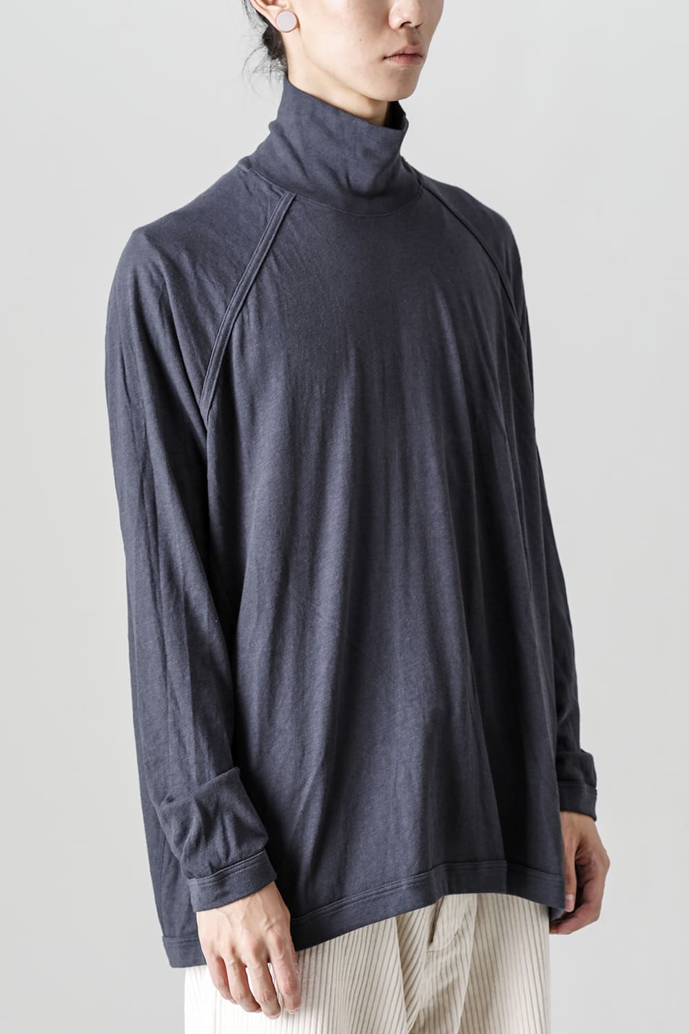 TURTLE NECK TEE Cotton Wool Jersey Steel