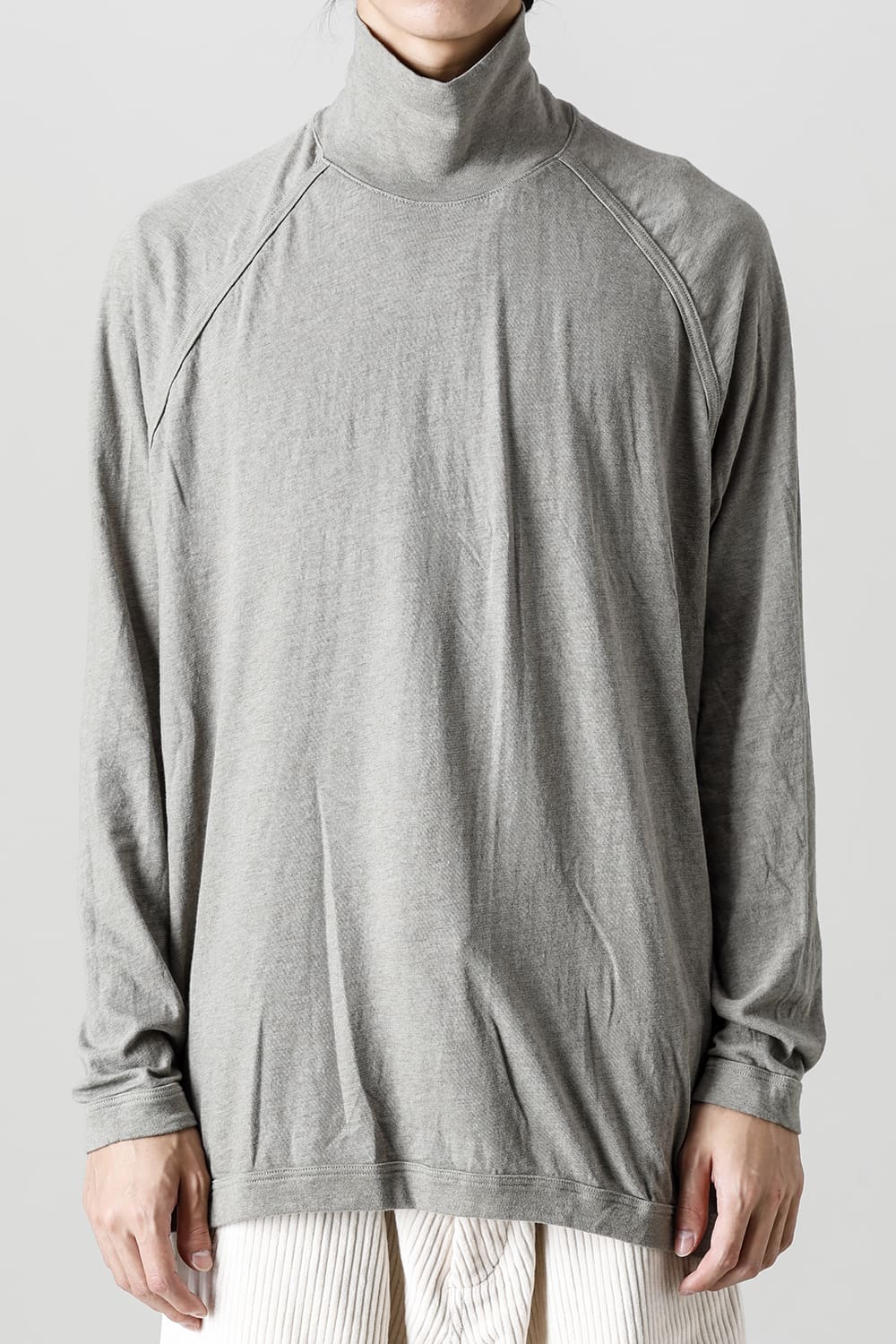 TURTLE NECK TEE Cotton Wool Jersey Taupe