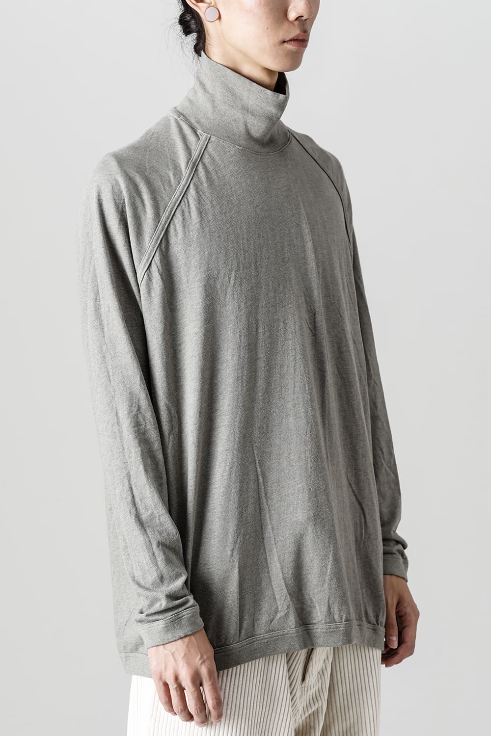 TURTLE NECK TEE Cotton Wool Jersey Taupe