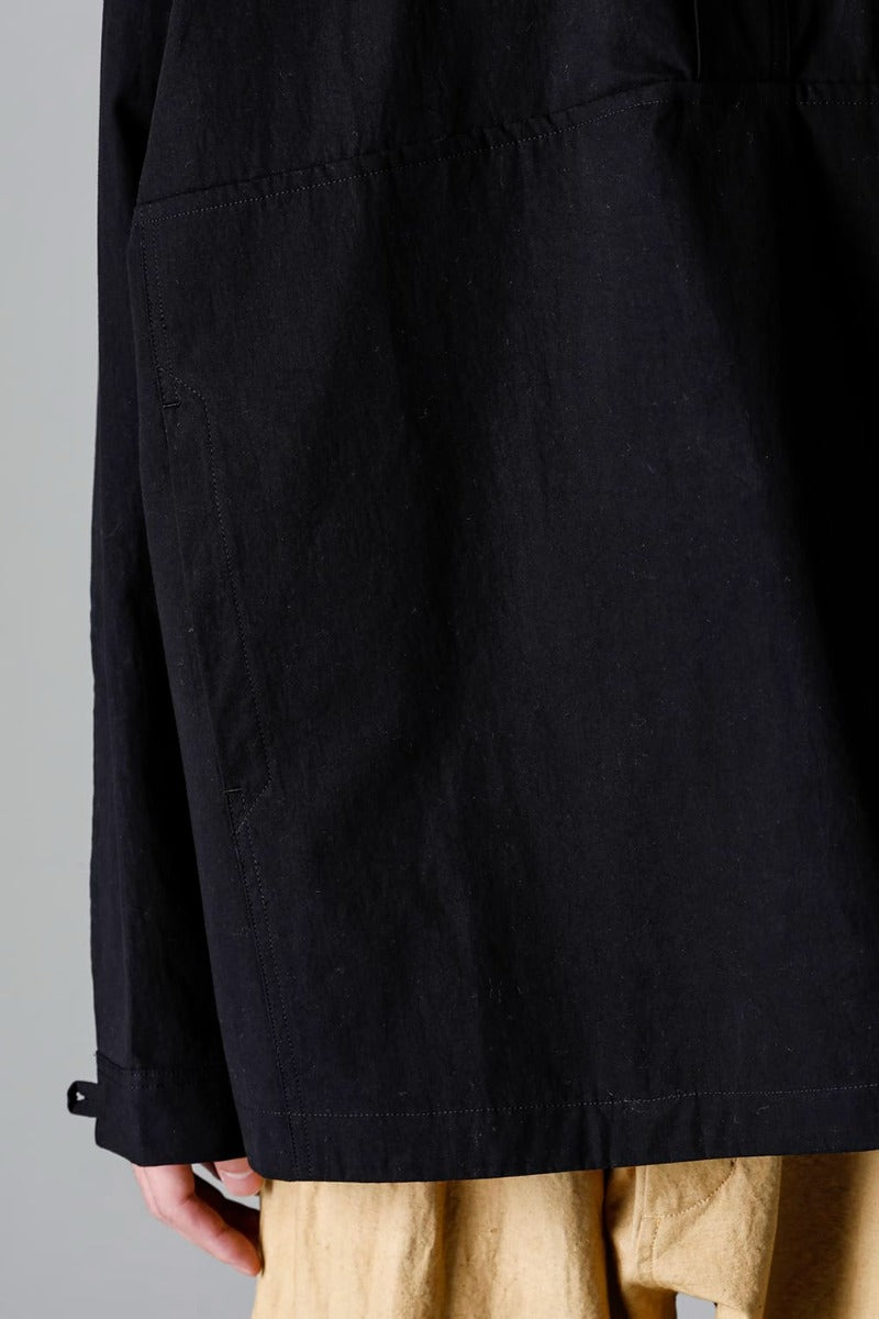 HOODED PULLOVER JACKET BLACK Water-Repellent Dense Cloth