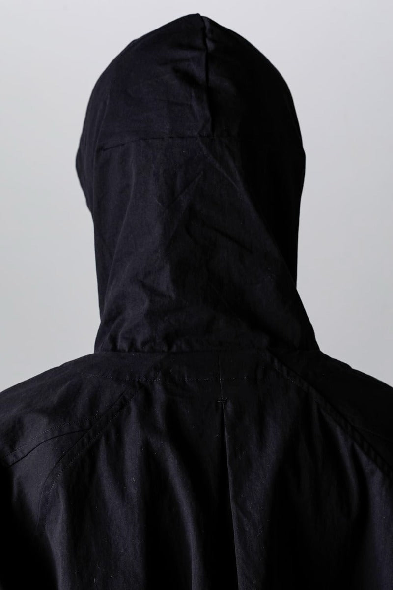 HOODED PULLOVER JACKET BLACK Water-Repellent Dense Cloth