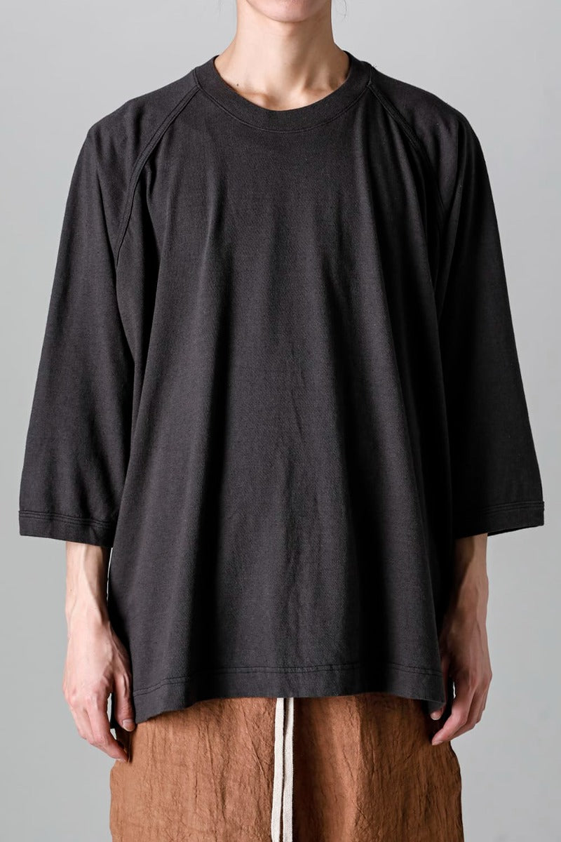 3/4 SLEEVE TEE Cotton Hemp Jersey BLACK