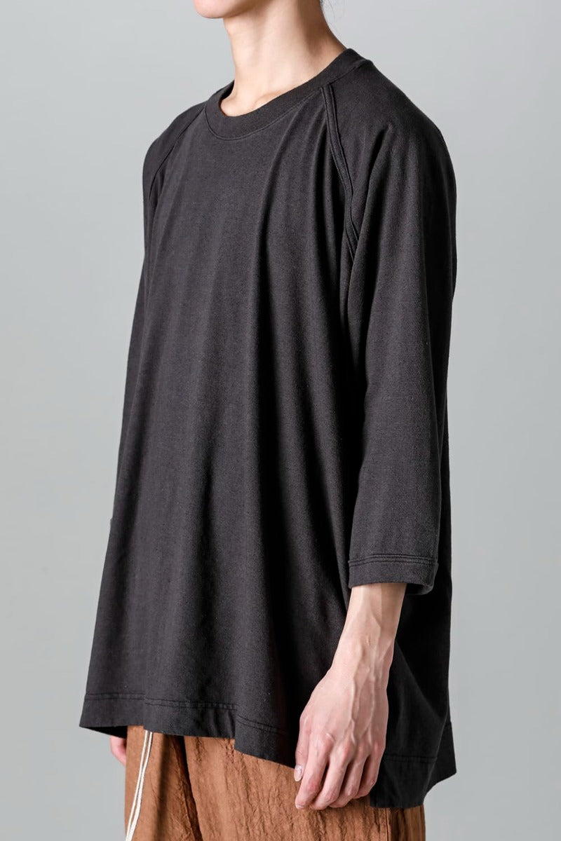 3/4 SLEEVE TEE Cotton Hemp Jersey BLACK