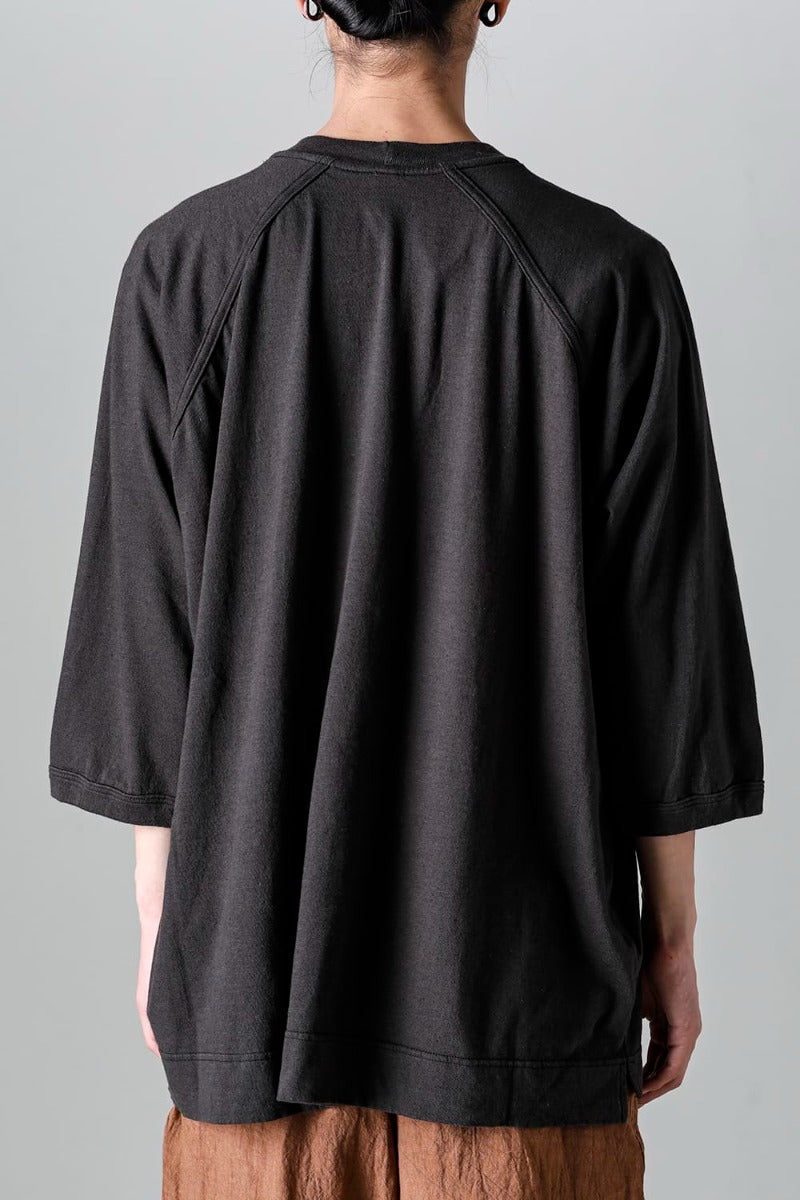 3/4 SLEEVE TEE Cotton Hemp Jersey BLACK