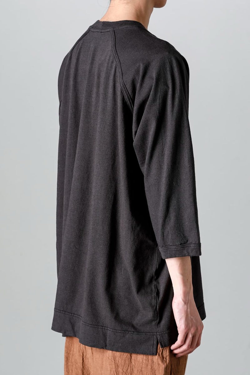 3/4 SLEEVE TEE Cotton Hemp Jersey BLACK