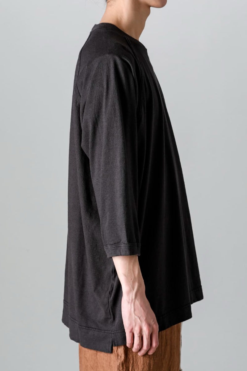 3/4 SLEEVE TEE Cotton Hemp Jersey BLACK