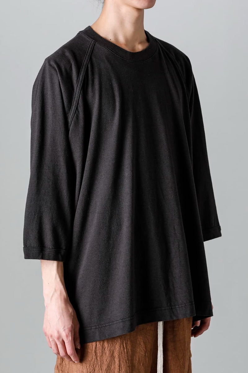 3/4 SLEEVE TEE Cotton Hemp Jersey BLACK