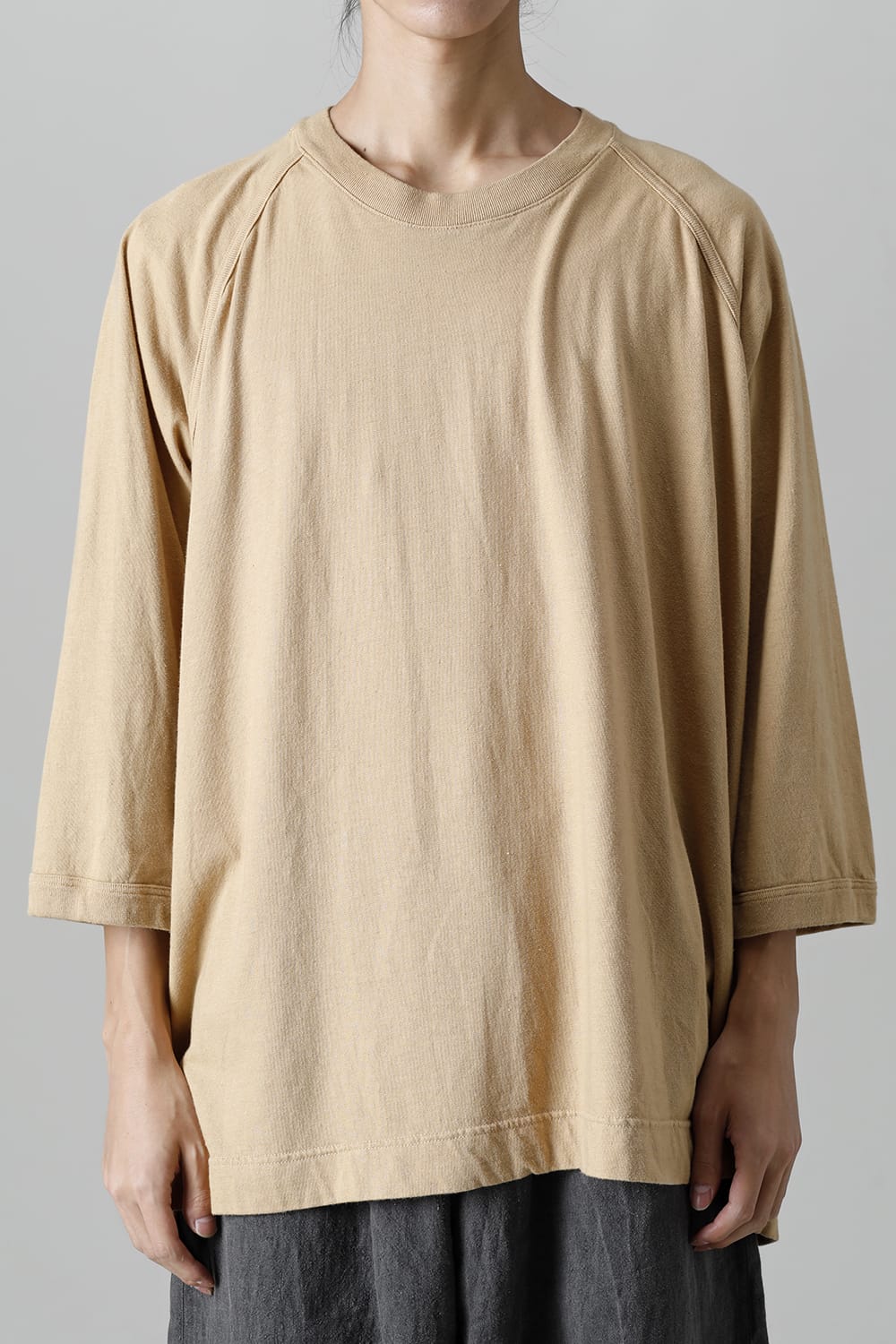 3/4 SLEEVE TEE Cotton Hemp Jersey YELLOW BEIGE