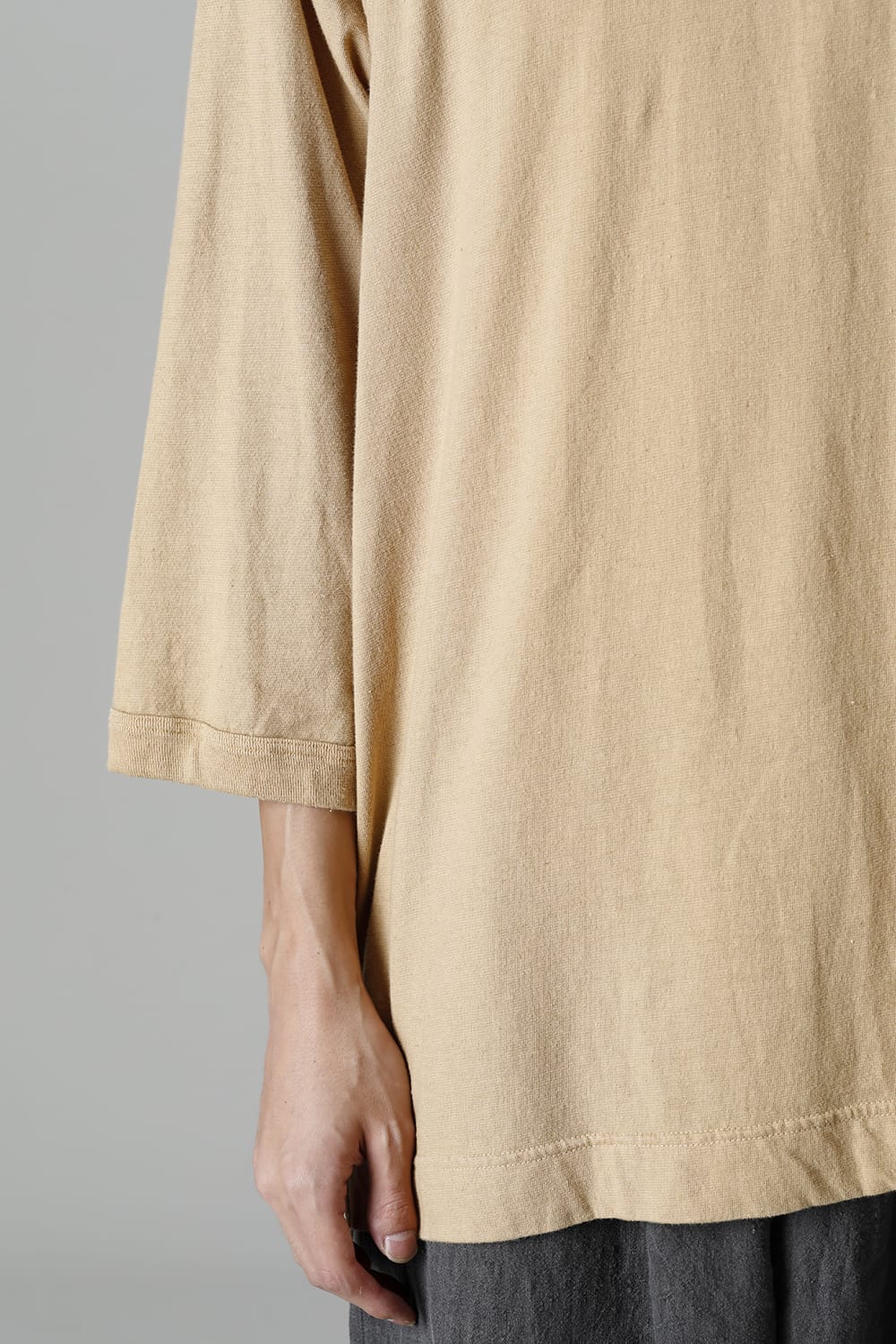 3/4 SLEEVE TEE Cotton Hemp Jersey YELLOW BEIGE