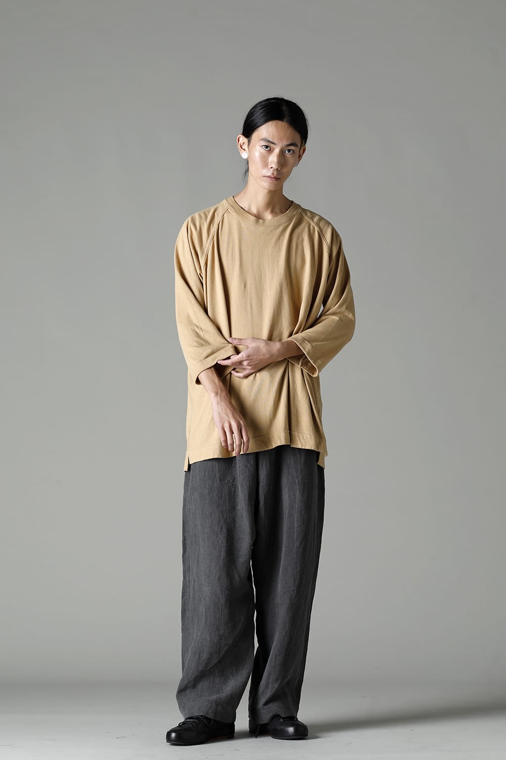 3/4 SLEEVE TEE Cotton Hemp Jersey YELLOW BEIGE