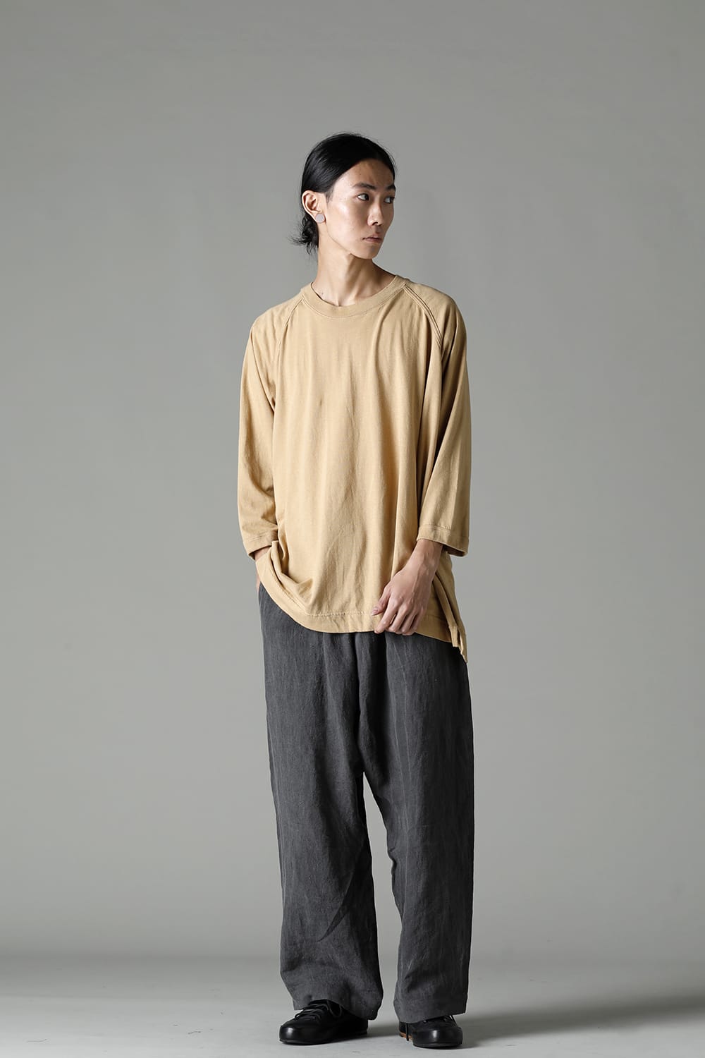 3/4 SLEEVE TEE Cotton Hemp Jersey YELLOW BEIGE