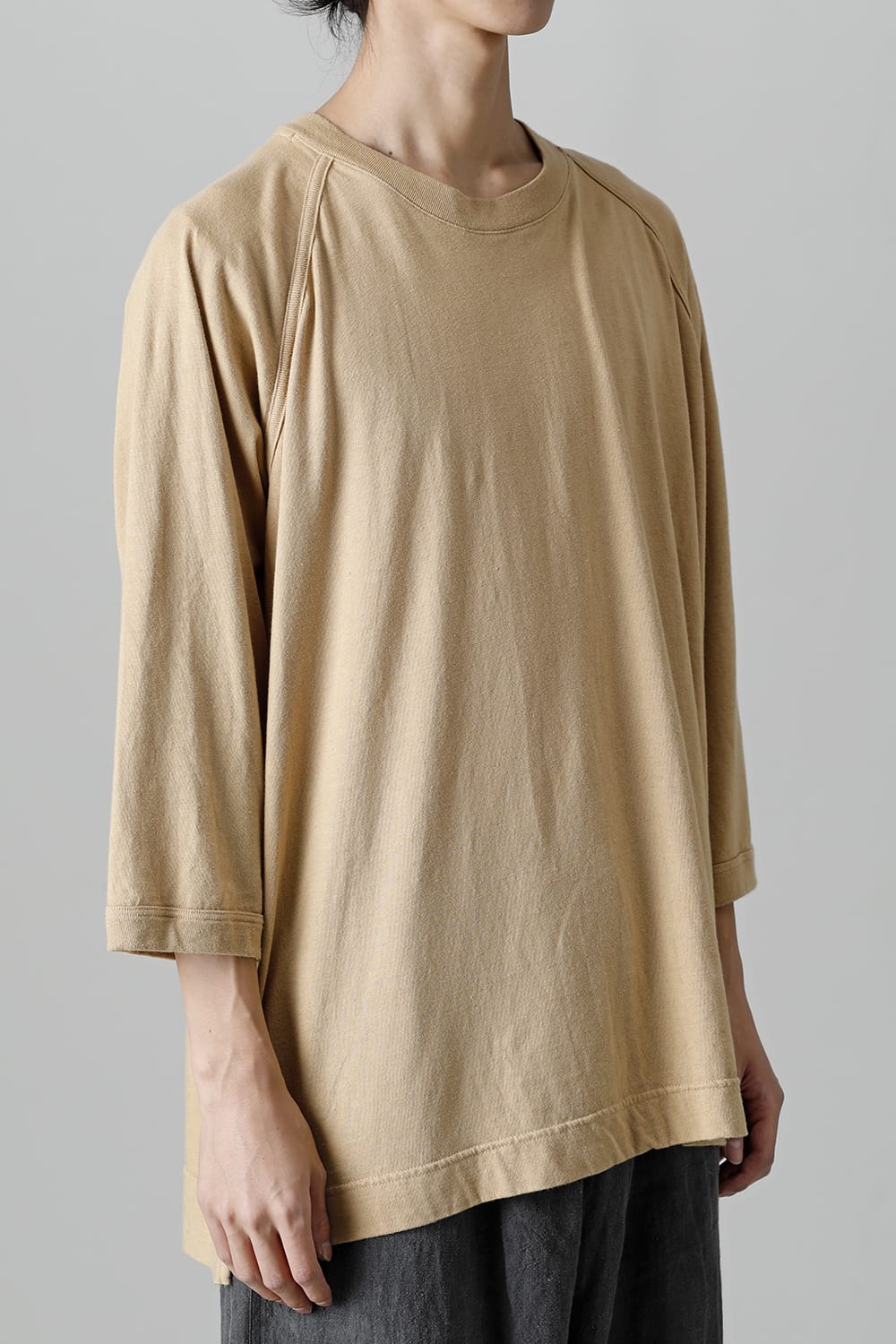 3/4 SLEEVE TEE Cotton Hemp Jersey YELLOW BEIGE