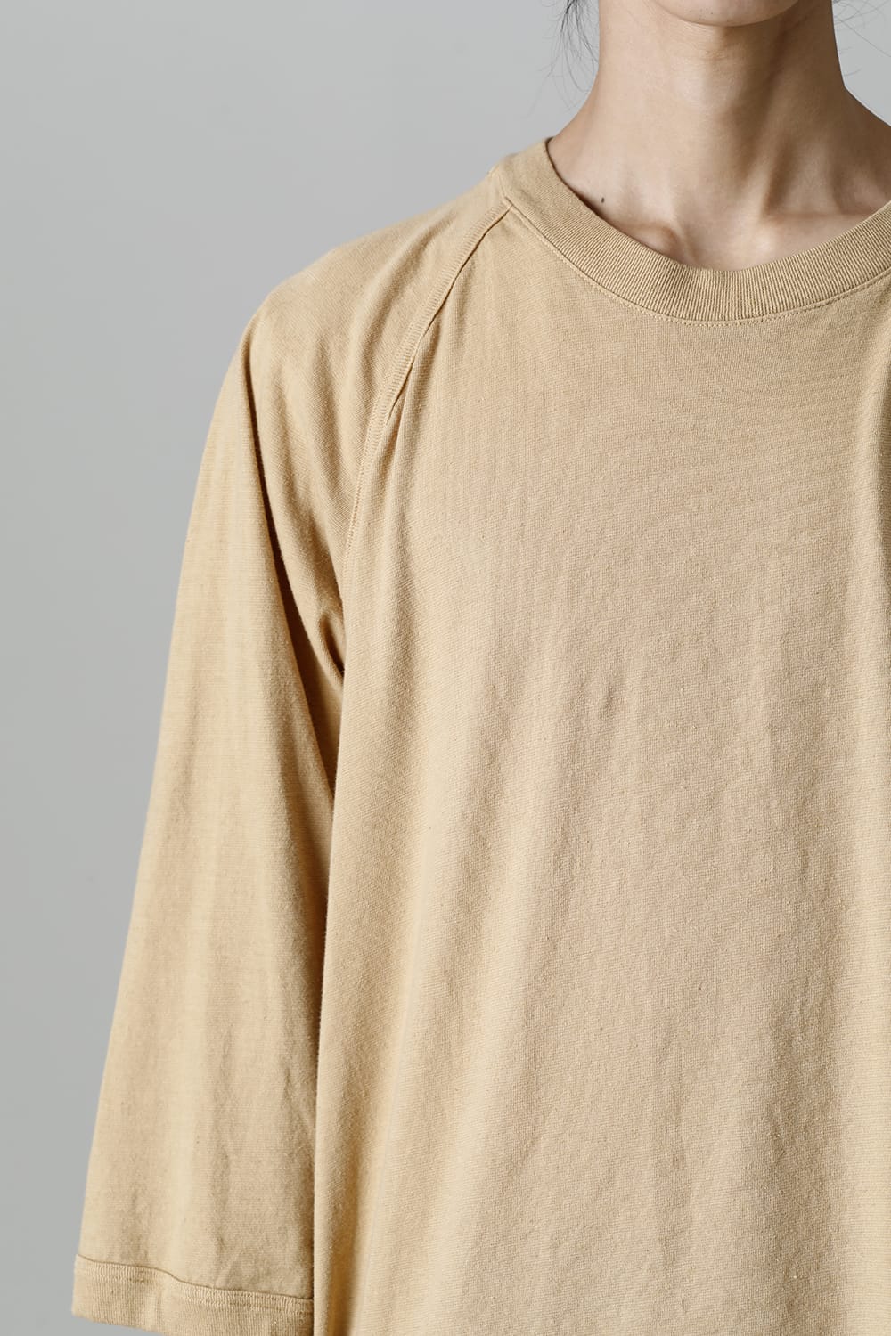 3/4 SLEEVE TEE Cotton Hemp Jersey YELLOW BEIGE