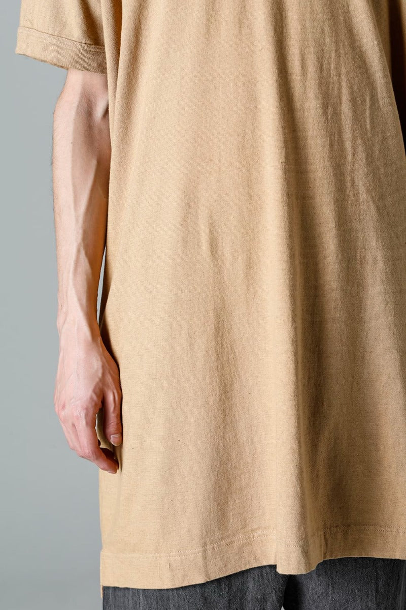 LONG TEE Cotton Hemp Jersey YELLOW BEIGE