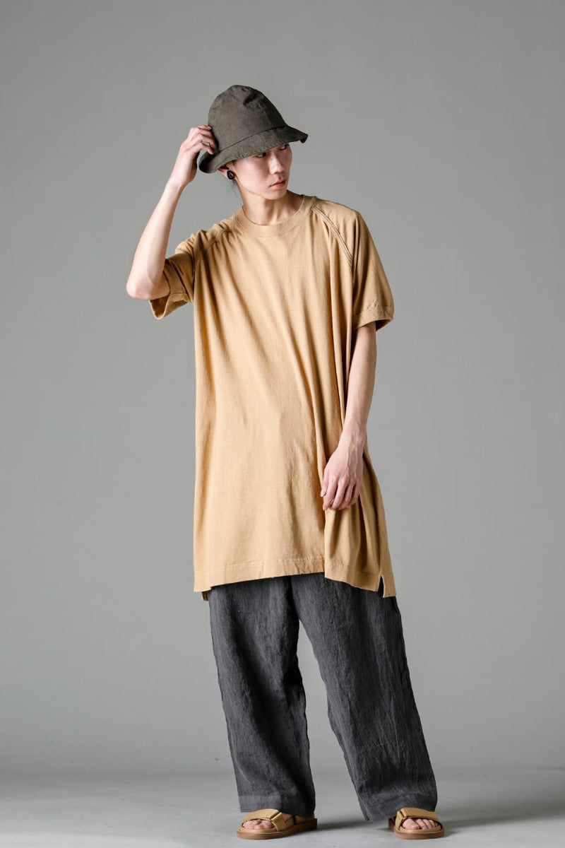 LONG TEE Cotton Hemp Jersey YELLOW BEIGE