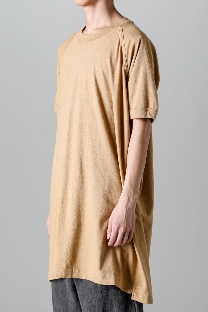 LONG TEE Cotton Hemp Jersey YELLOW BEIGE