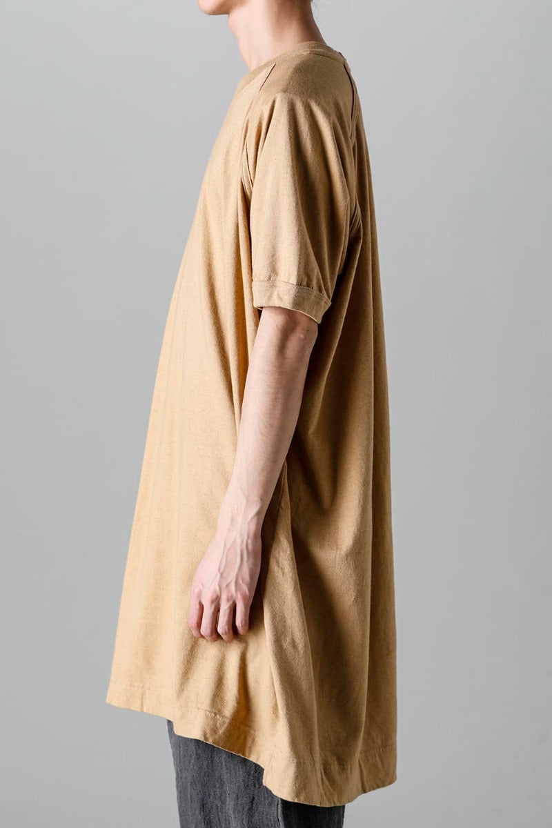 LONG TEE Cotton Hemp Jersey YELLOW BEIGE