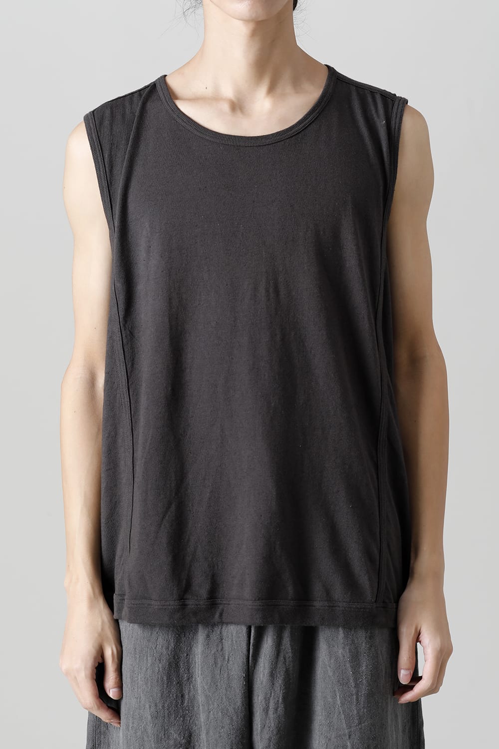 SLEEVELESS TEE Cotton Hemp Jersey BLACK