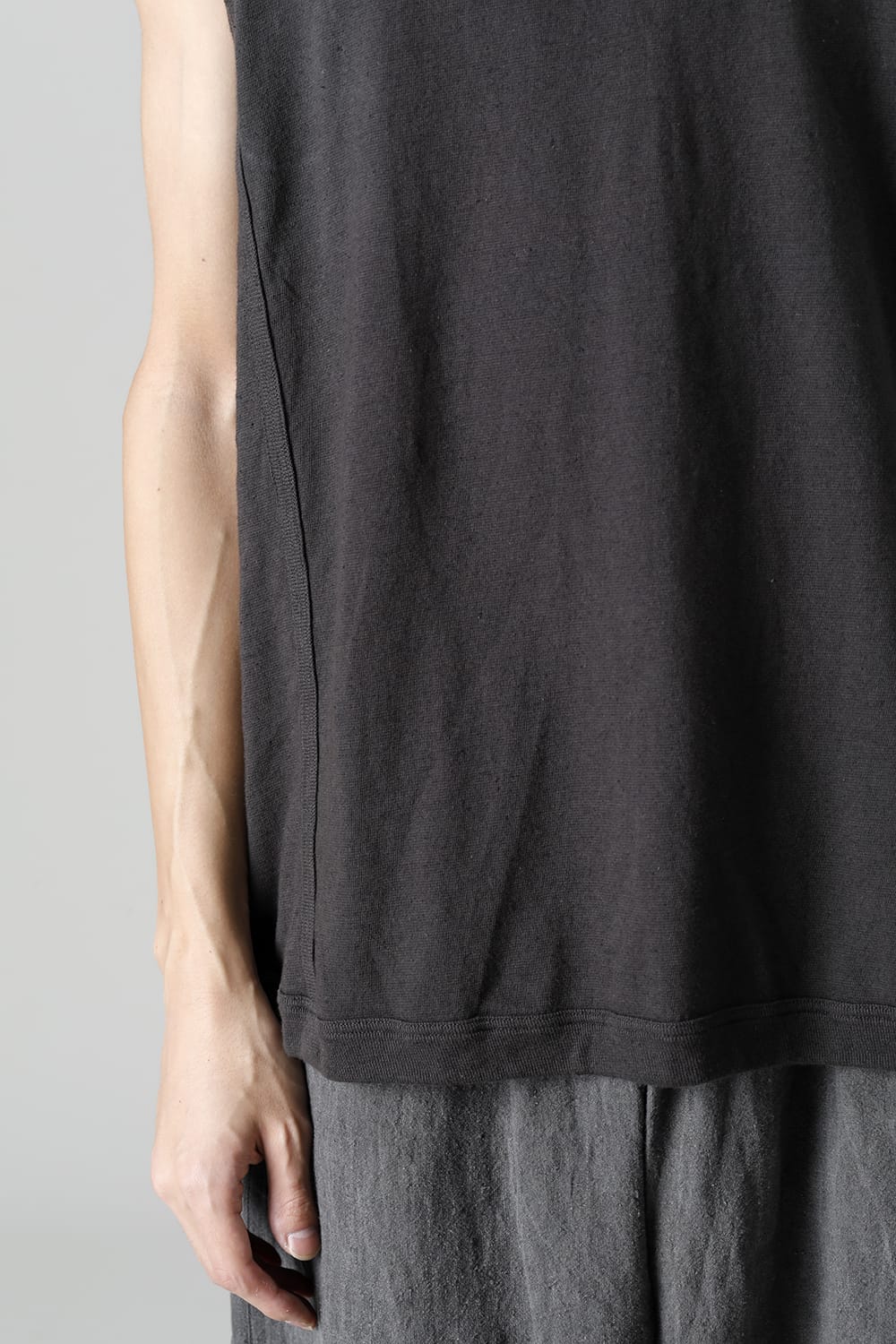 SLEEVELESS TEE Cotton Hemp Jersey BLACK