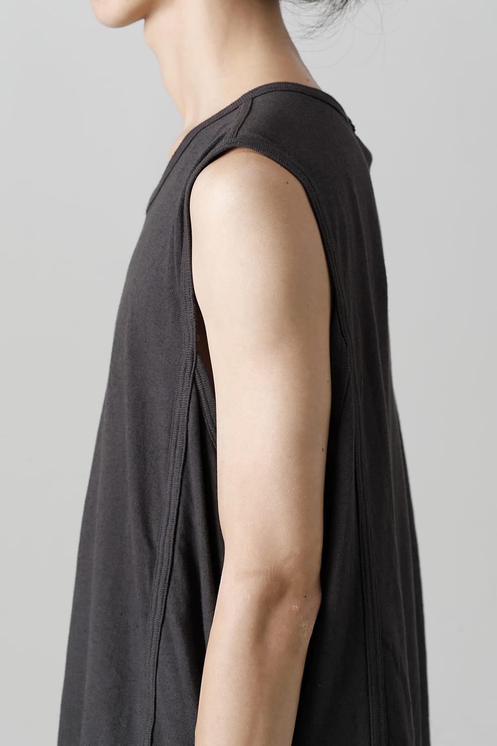 SLEEVELESS TEE Cotton Hemp Jersey BLACK