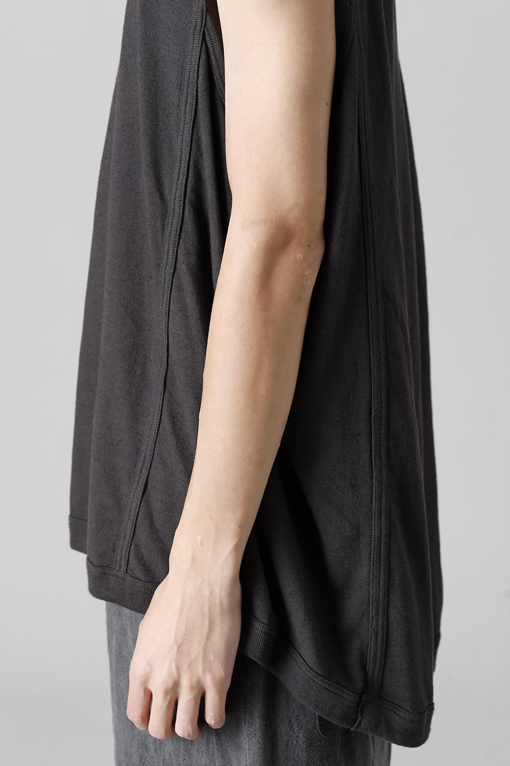 SLEEVELESS TEE Cotton Hemp Jersey BLACK