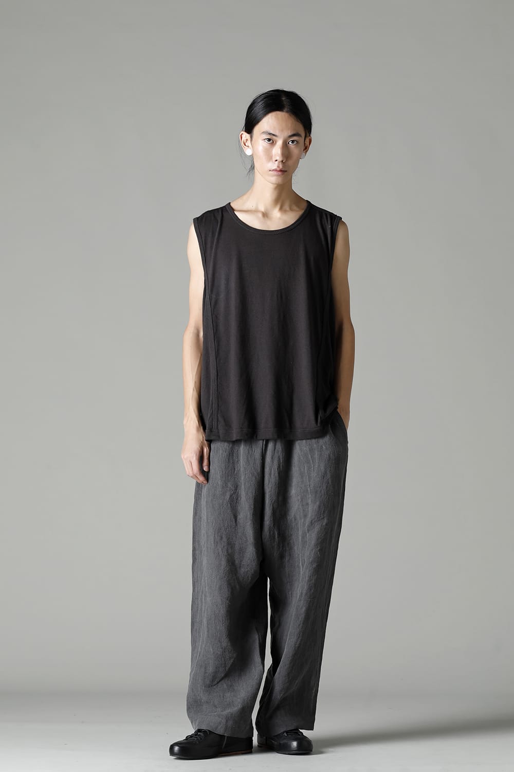 SLEEVELESS TEE Cotton Hemp Jersey BLACK