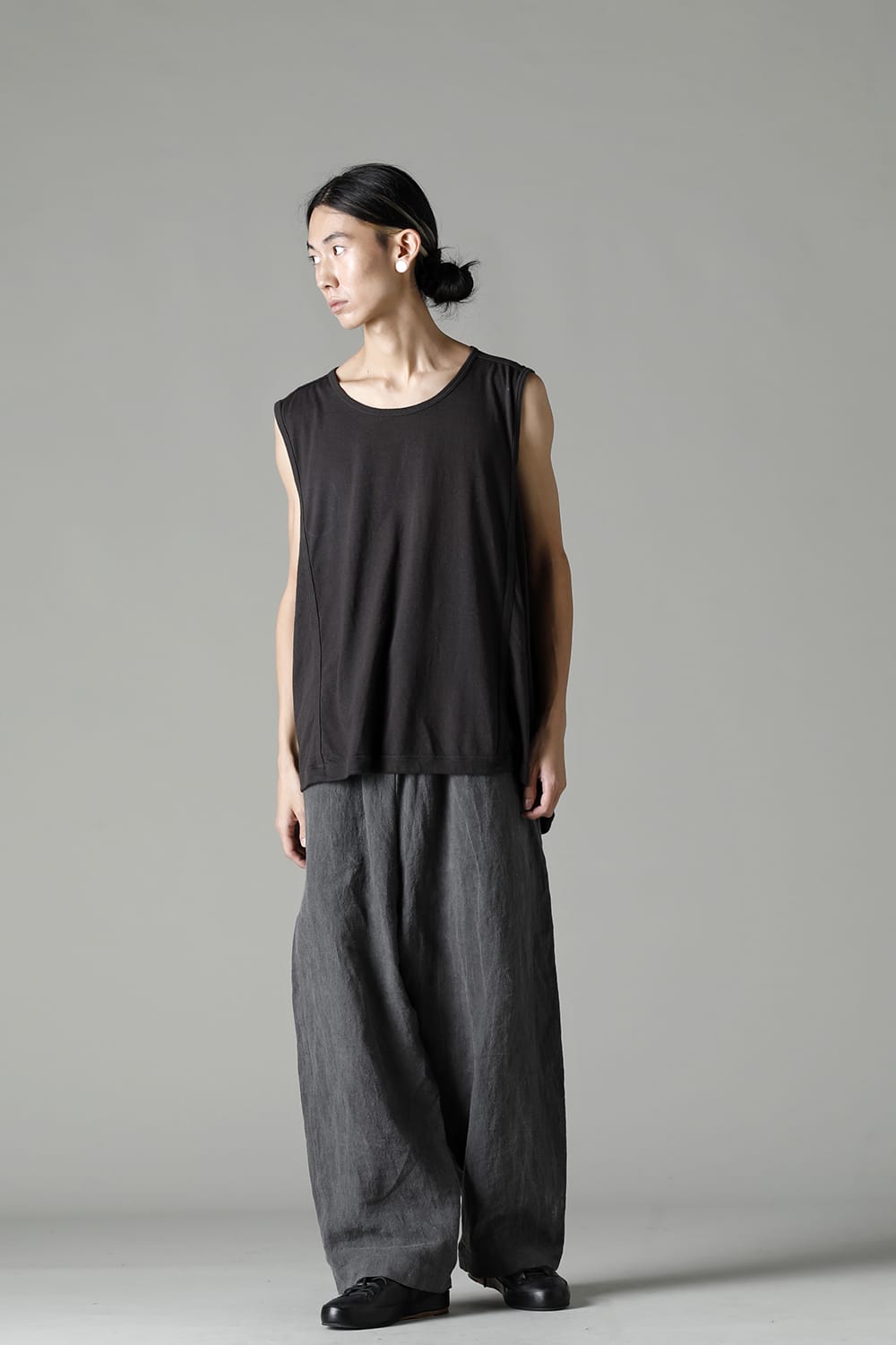 SLEEVELESS TEE Cotton Hemp Jersey BLACK