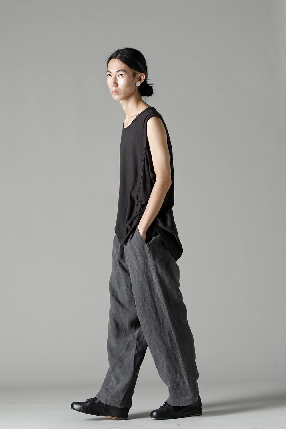 SLEEVELESS TEE Cotton Hemp Jersey BLACK