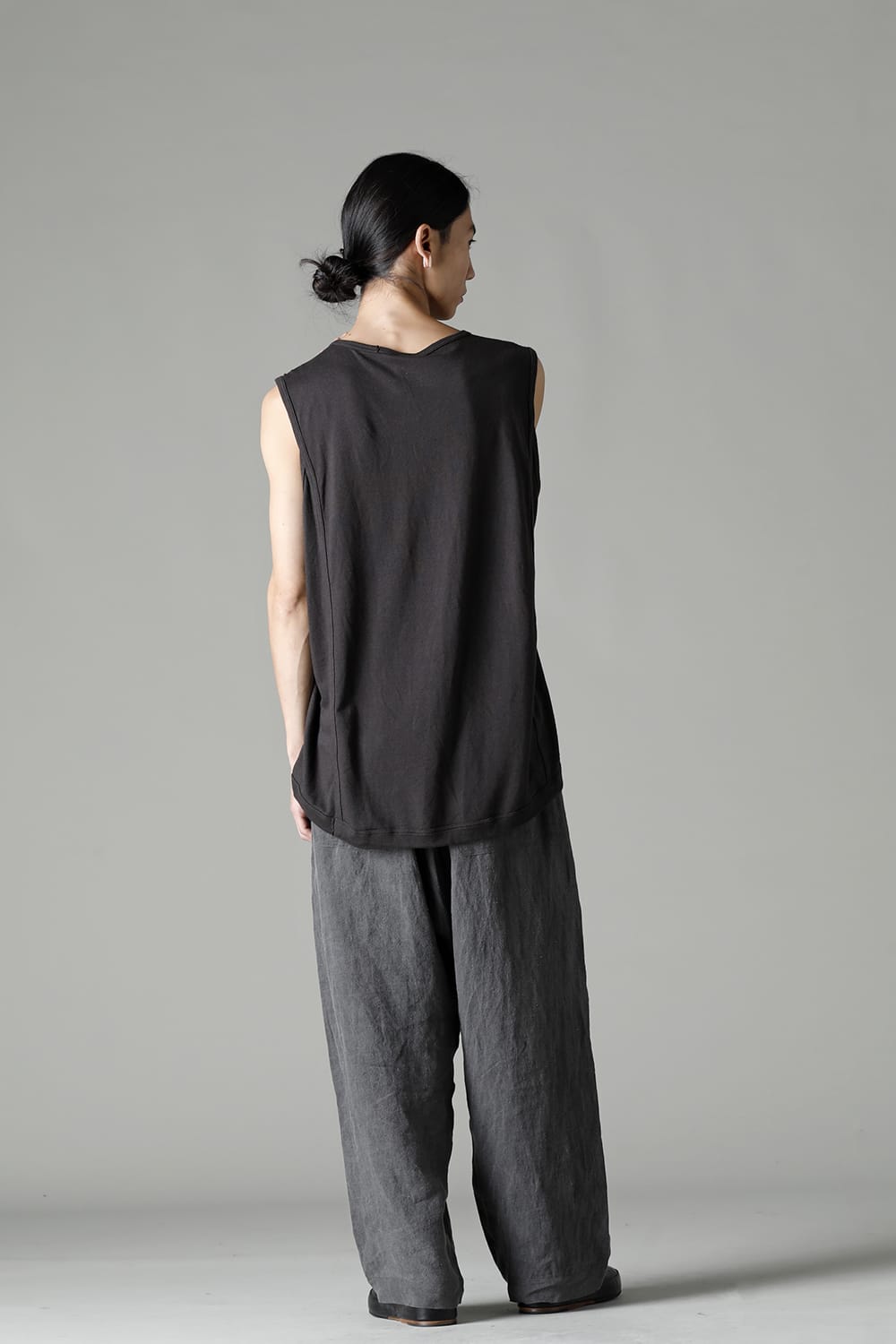 SLEEVELESS TEE Cotton Hemp Jersey BLACK