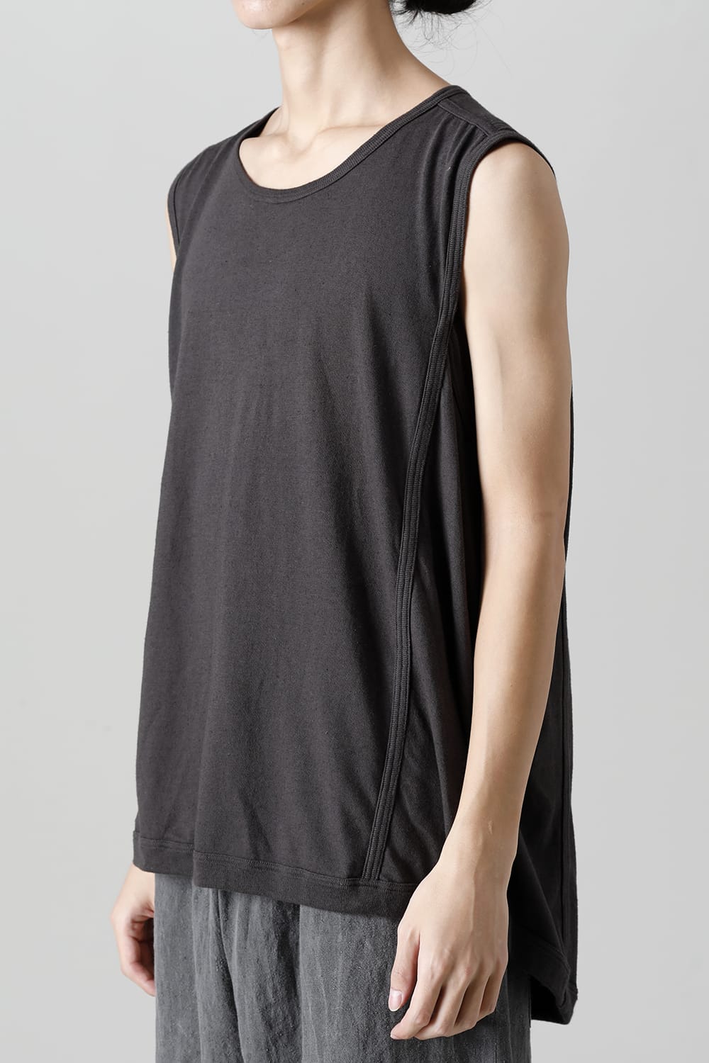 SLEEVELESS TEE Cotton Hemp Jersey BLACK