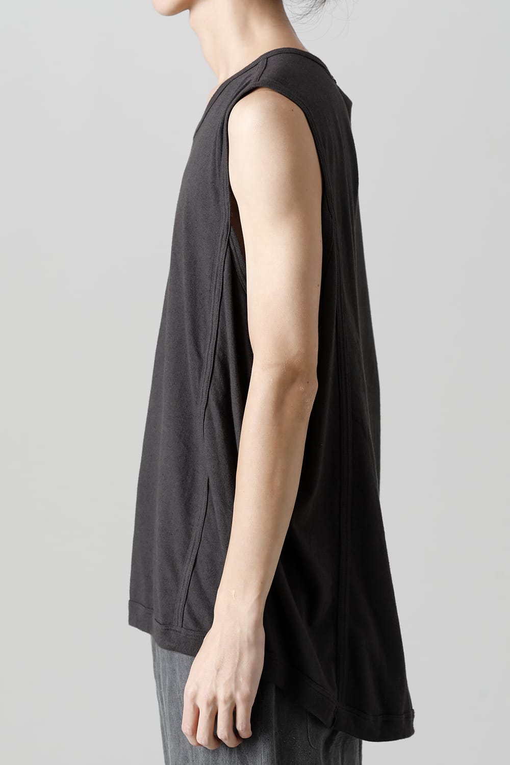 SLEEVELESS TEE Cotton Hemp Jersey BLACK