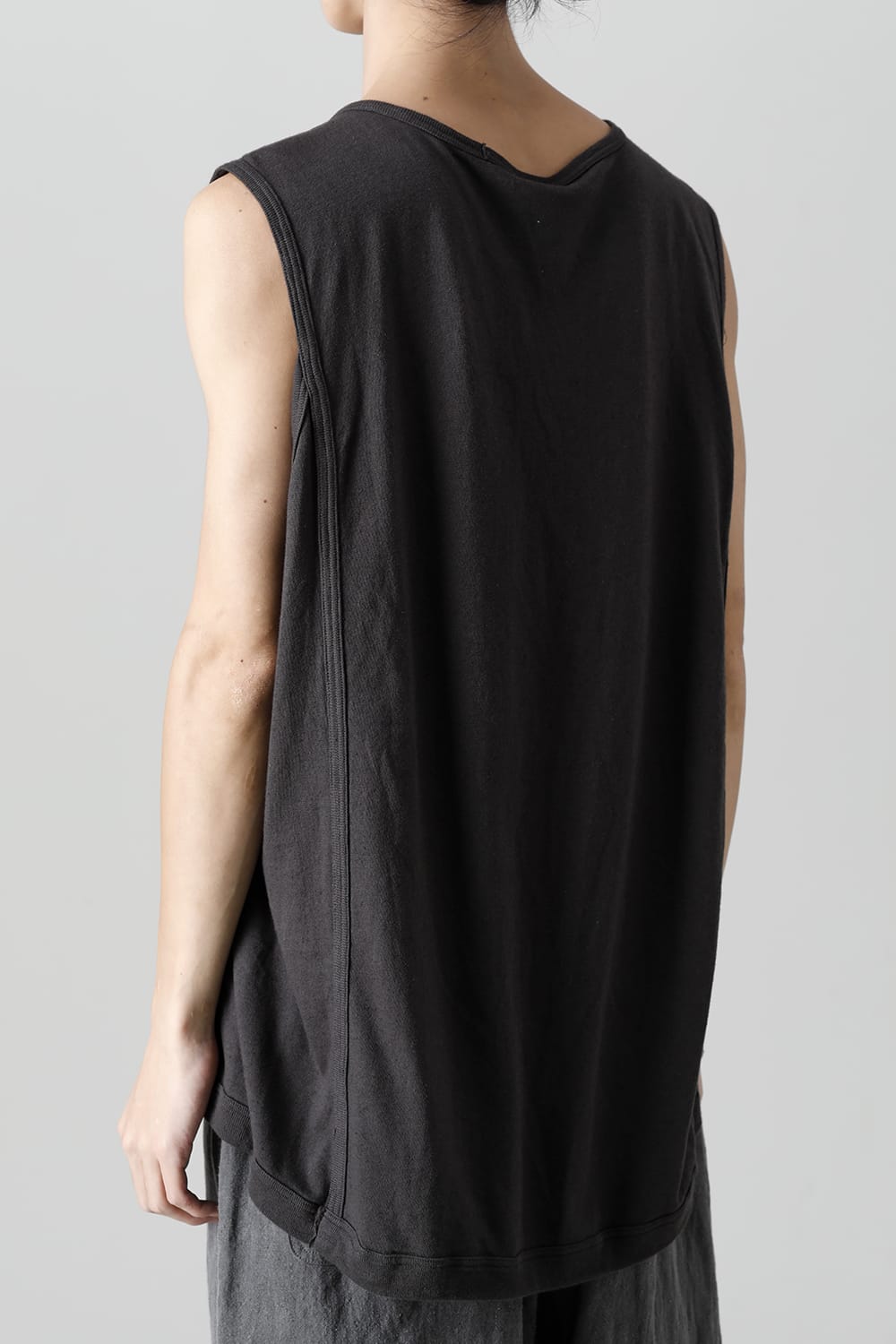 SLEEVELESS TEE Cotton Hemp Jersey BLACK