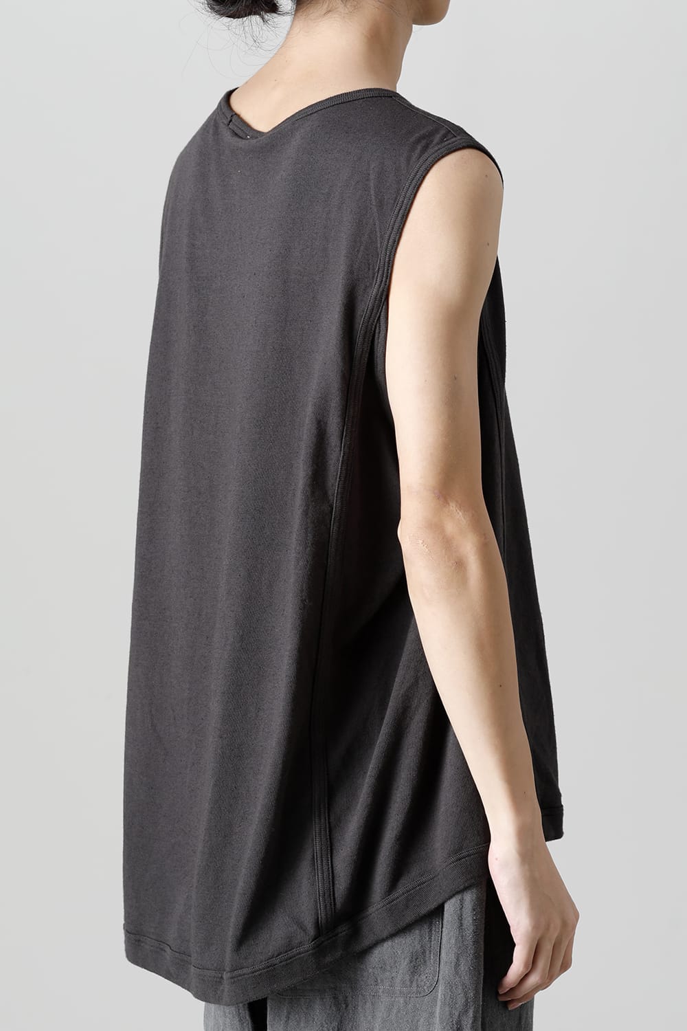 SLEEVELESS TEE Cotton Hemp Jersey BLACK