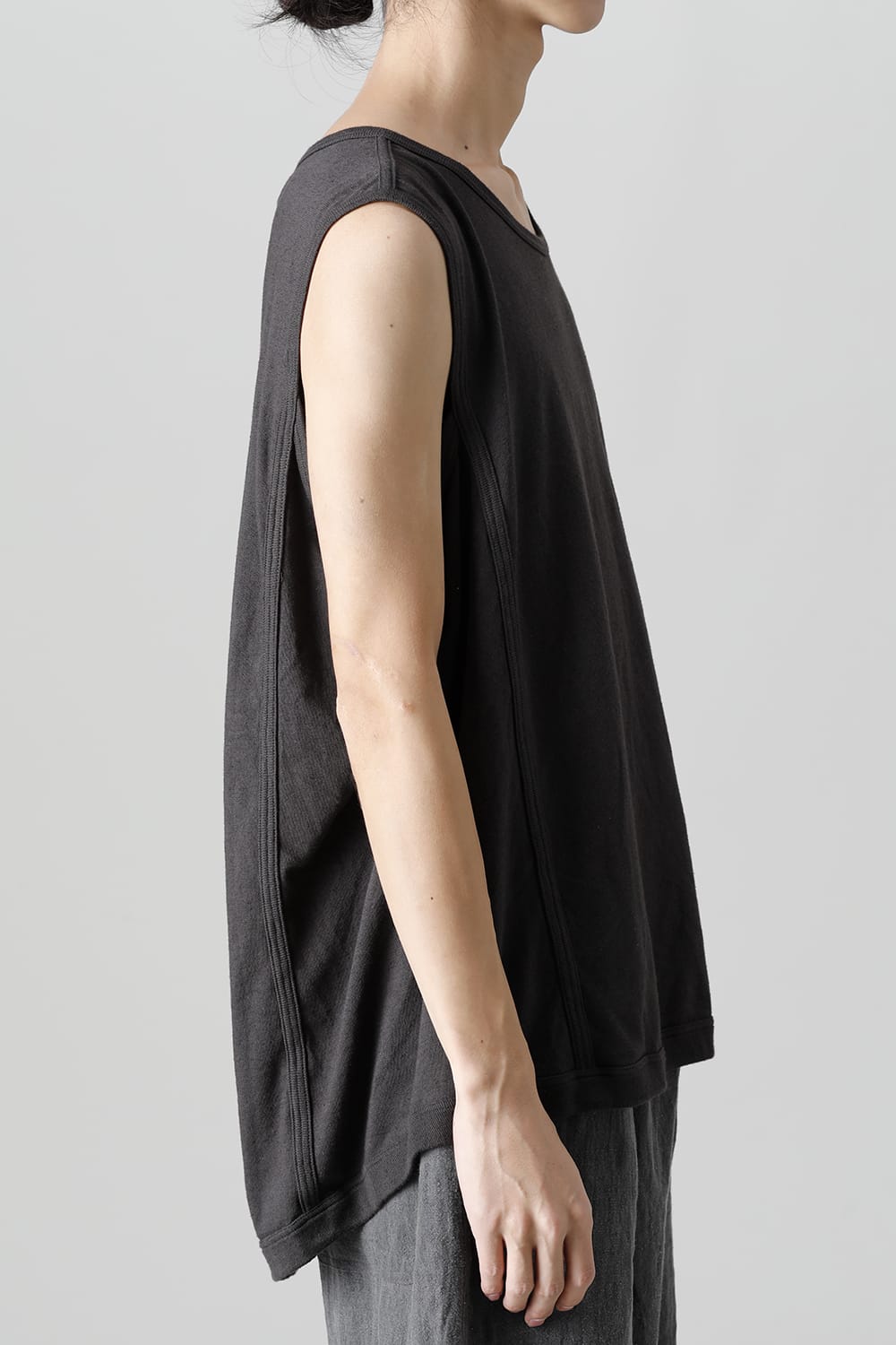 SLEEVELESS TEE Cotton Hemp Jersey BLACK