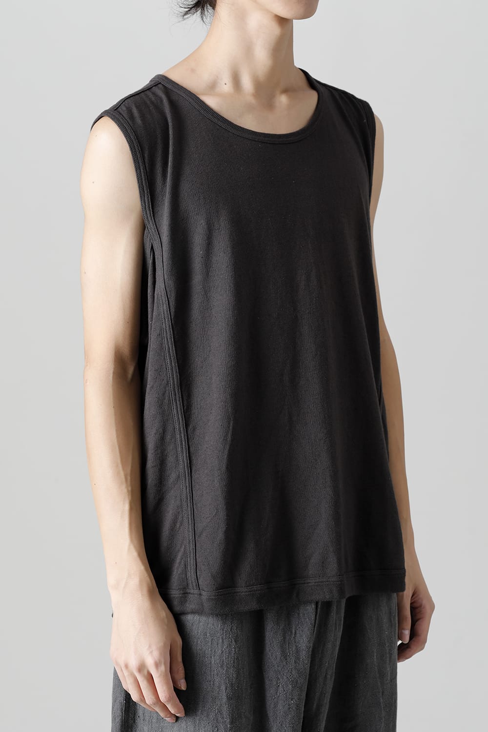 SLEEVELESS TEE Cotton Hemp Jersey BLACK