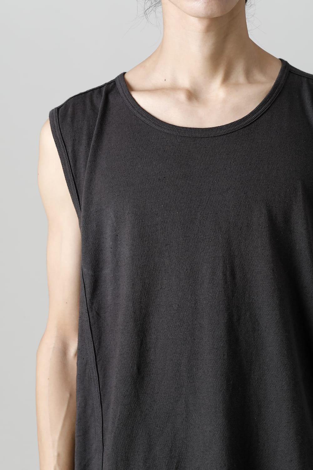 SLEEVELESS TEE Cotton Hemp Jersey BLACK