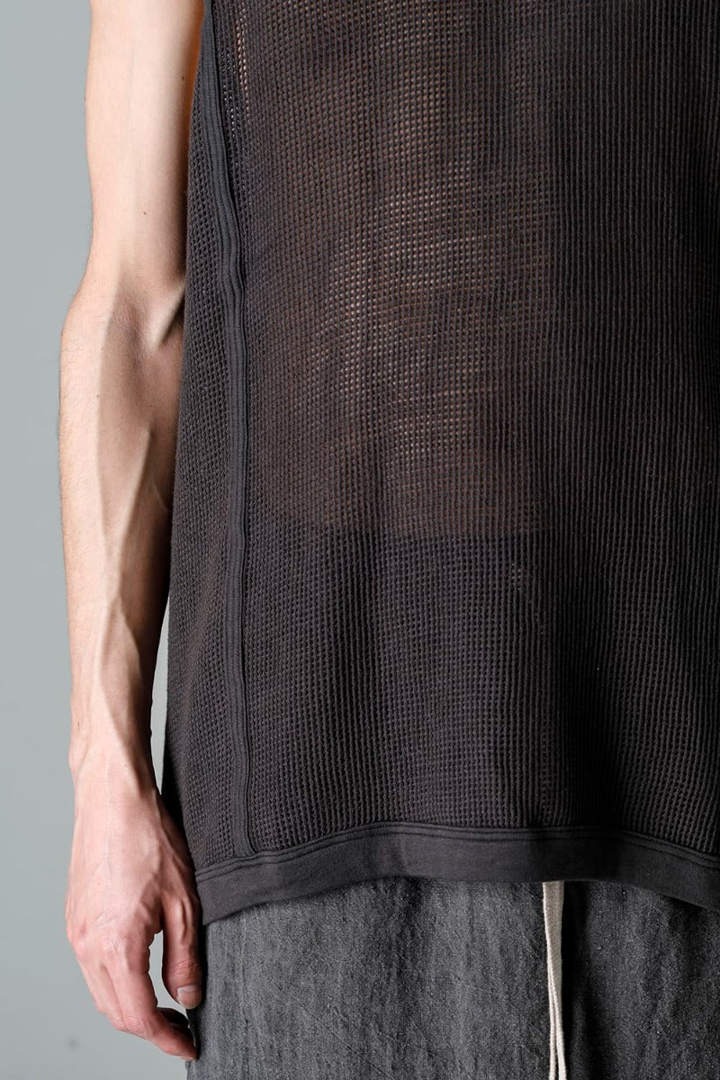 SLEEVELESS TEE Cotton Mesh BLACK